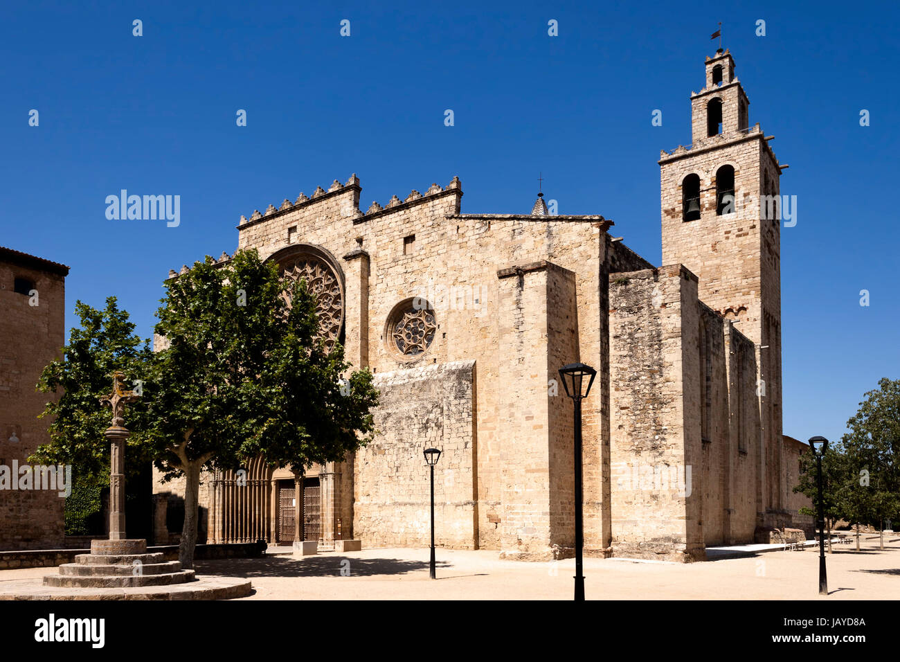 Le monastère de Sant Cugat ou Cucupha, est une abbaye bénédictine de Sant Cugat del Vallès, Catalogne, Espagne. Banque D'Images