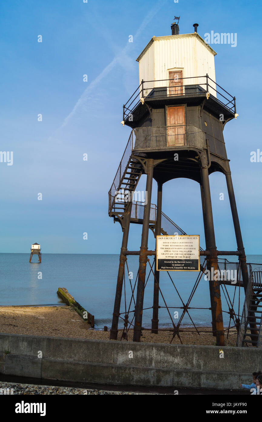 Phares feux Dovercourt, érigée par Trinity House, 1863, Harwich Angleterre Essex Banque D'Images