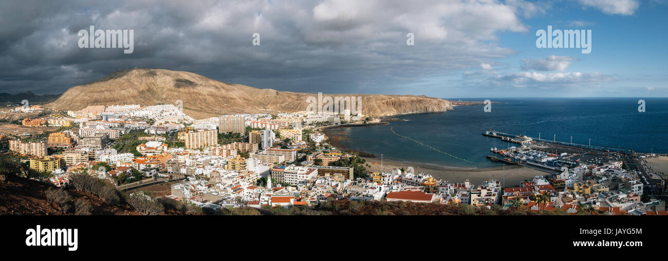Vue panoramique de Los Cristianos. Viiew à partir de ci-dessus. Île des Canaries, Tenerife, Espagne Banque D'Images