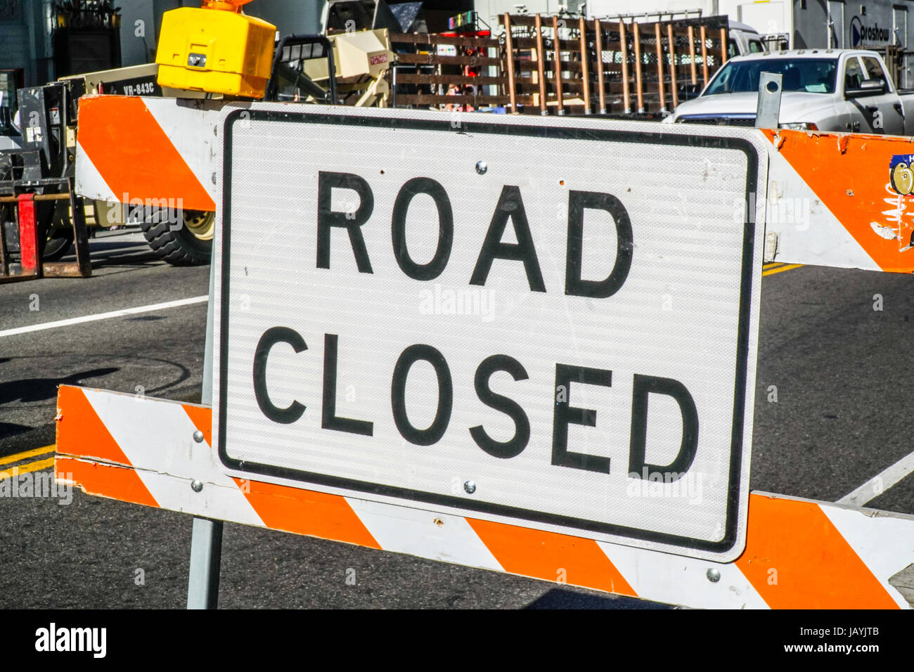 Road Closed sign sur Hollywood Boulevard - LOS ANGELES - Californie Banque D'Images