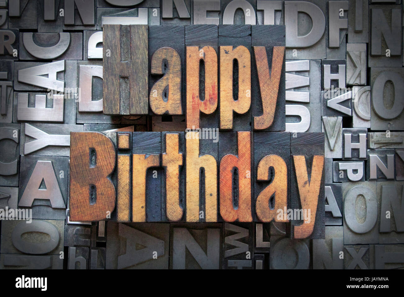 Joyeux Anniversaire Ecrit En Vintage Type Letterpress Photo Stock Alamy