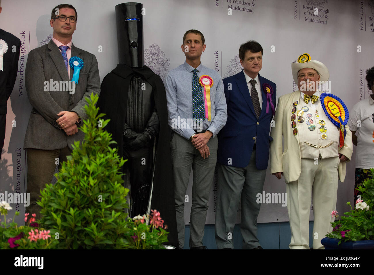 Maidenhead, Royaume-Uni. 9 juin, 2017. Certains des candidats pour la circonscription de Maidenhead dans l'élection générale. Credit : Mark Kerrison/Alamy Live News Banque D'Images