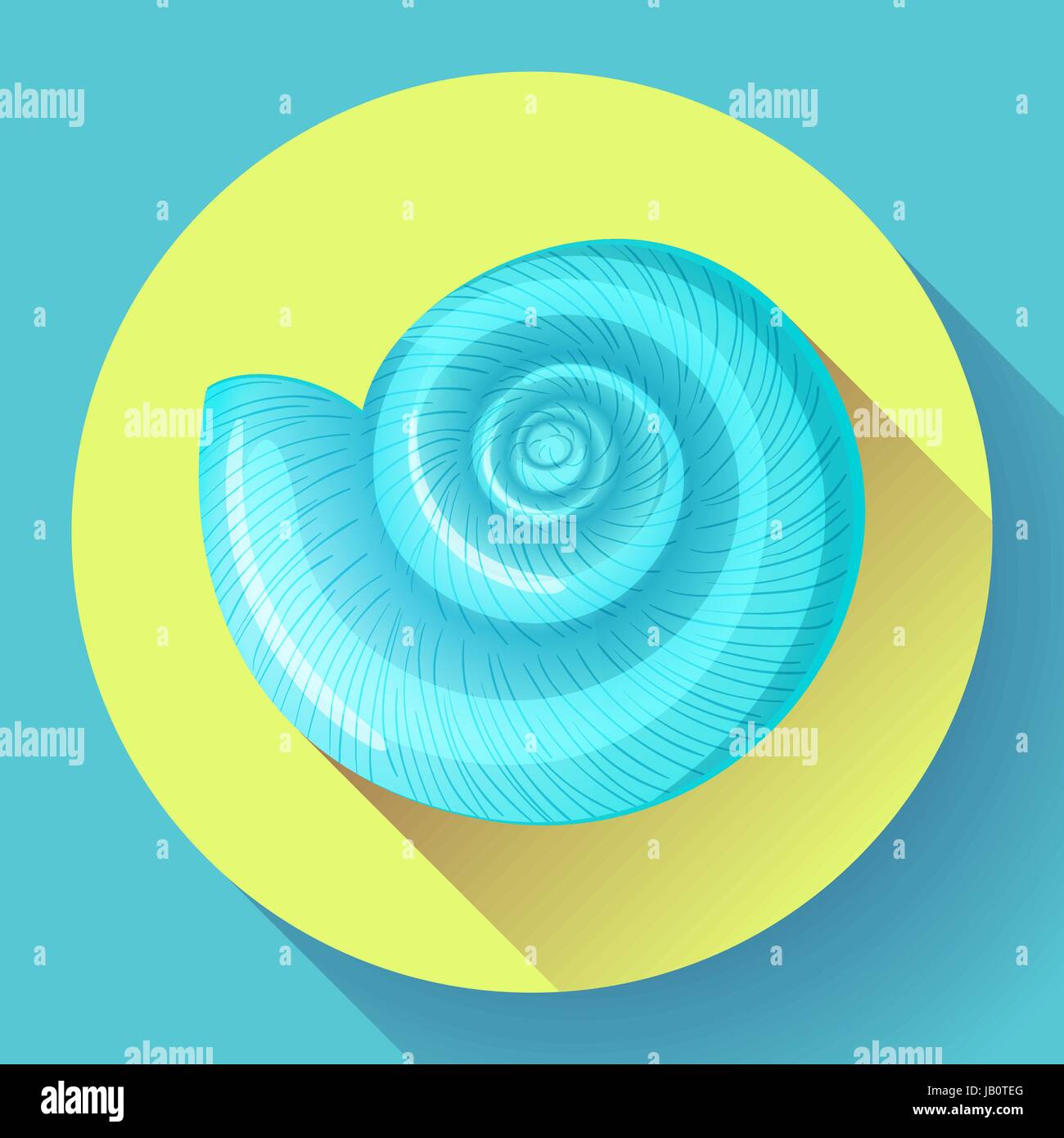 Blue Sea Shell télévision logo vector icône plate de fruits de mer. Illustration de Vecteur