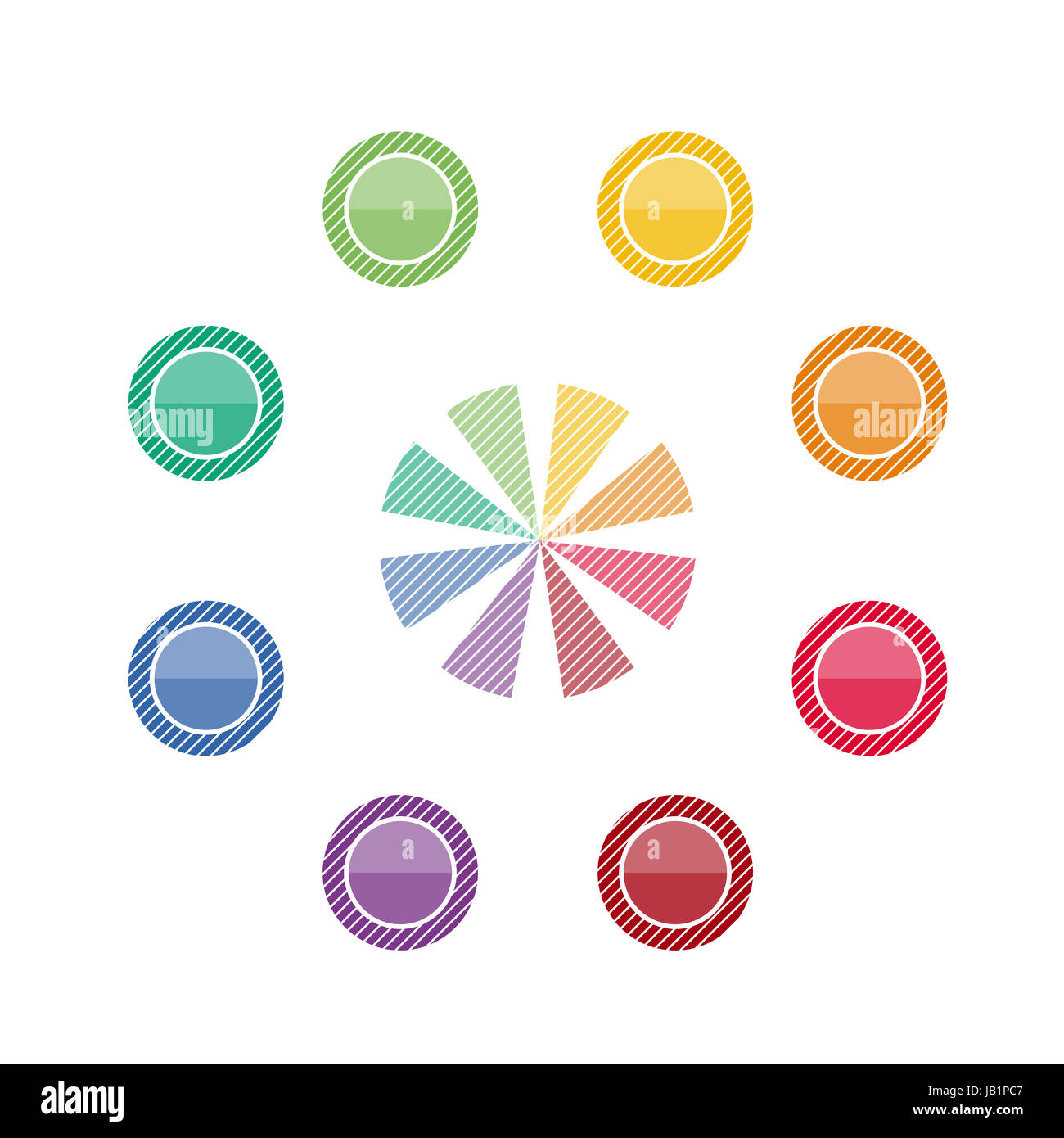 Infographie cercles avec zone de texte pour 8 postes Banque D'Images