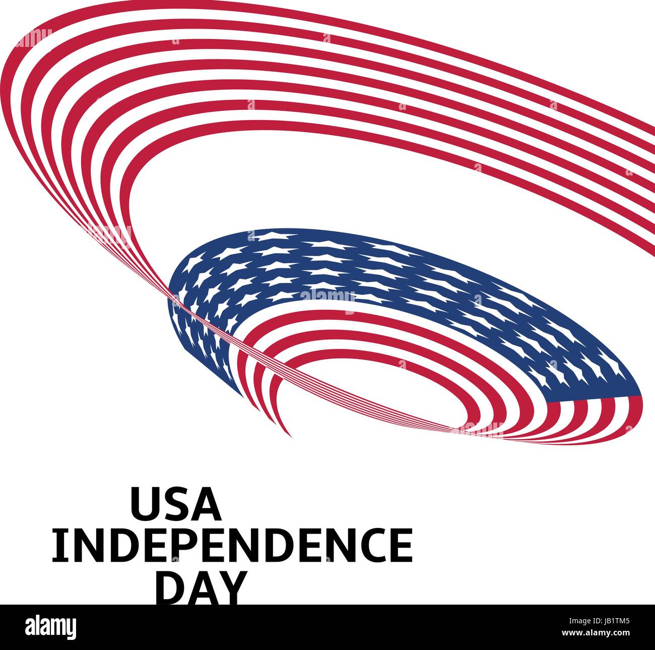 Joyeuse Fête de l'indépendance. Couleur bleu et rouge du drapeau des États-Unis torsadée bouclés. Quatrième juillet United States Federal maison de vacances vecteur 3d illustration. Illustration de Vecteur