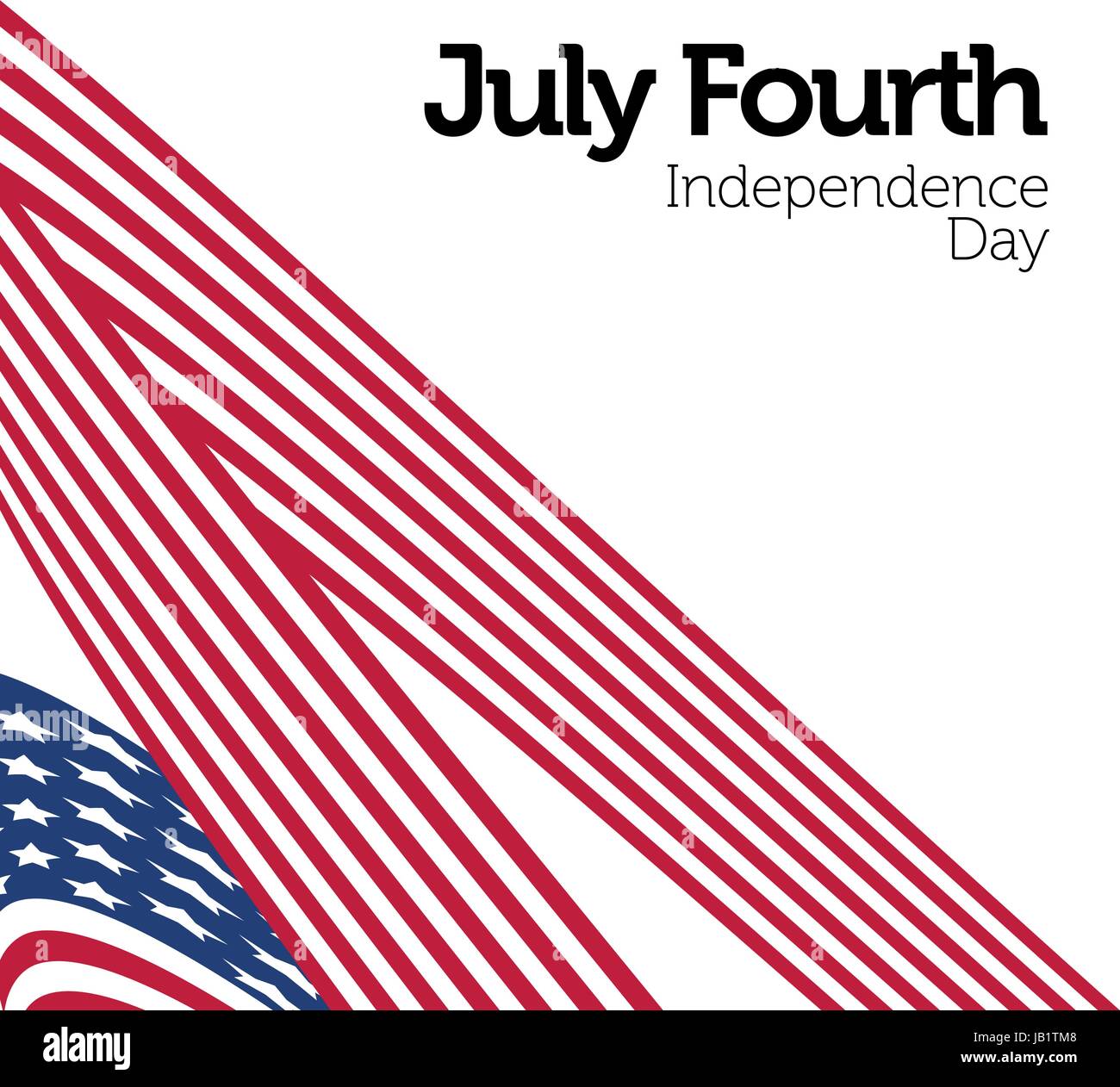 Joyeuse Fête de l'indépendance. Couleur bleu et rouge du drapeau des États-Unis torsadée bouclés. Quatrième juillet United States Federal maison de vacances vecteur 3d illustration. Illustration de Vecteur