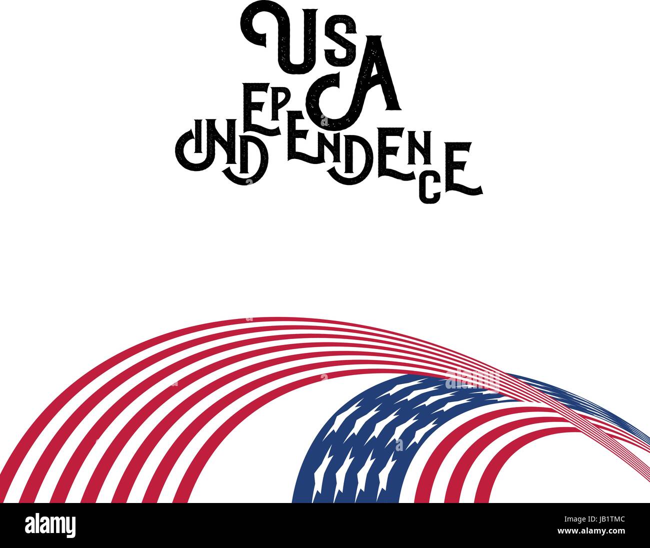 Joyeuse Fête de l'indépendance. Couleur bleu et rouge du drapeau des États-Unis torsadée bouclés. Quatrième juillet United States Federal maison de vacances vecteur 3d illustration. Illustration de Vecteur