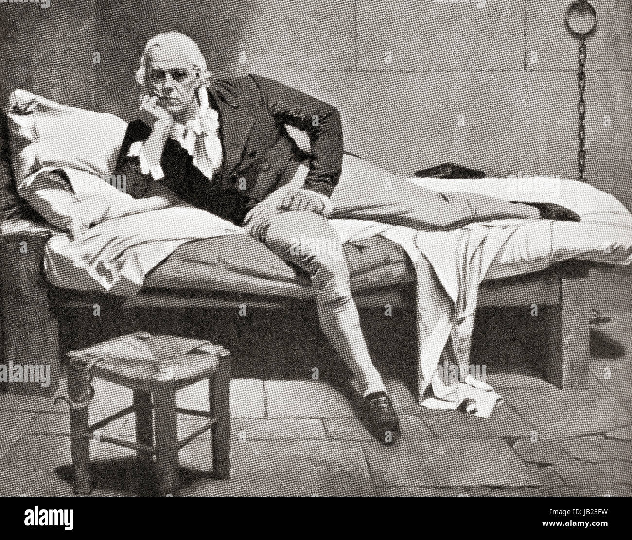 Francisco de Miranda en prison à Séville, en Espagne où il est mort. Sebastián Francisco de Miranda y Rodríguez de Espinoza, 1750 - 1816, aka Francisco de Miranda. Chef militaire vénézuélien et révolutionnaire. L'histoire de Hutchinson de l'ONU, publié en 1915. Banque D'Images