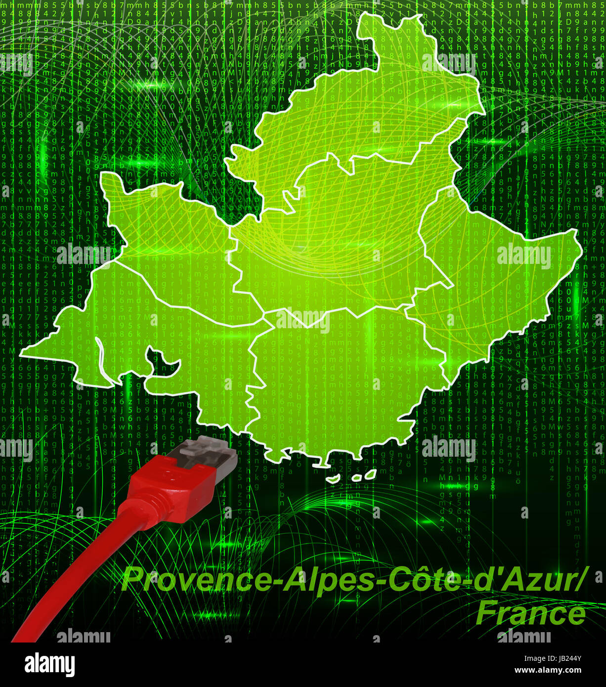 Provence-Alpes-Côte d'Azur en Frankreich als dans Grenzkarte mit dem neuen Netzwerkdesign Grenzen. Durch die Gestaltung ansprechende fügt sich die Karte perfekt dans Ihr Vorhaben ein. Banque D'Images