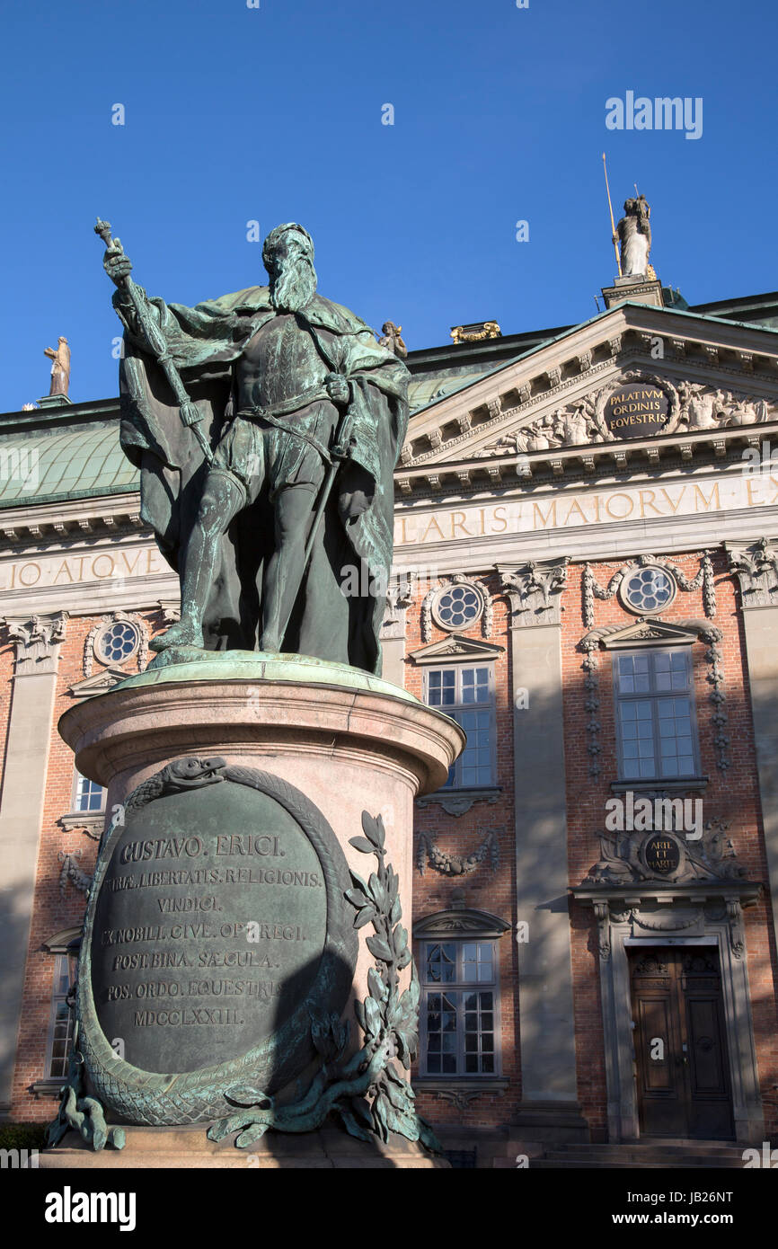 Gustavo Erici Statue, Riddarhuset - Riddarhustorget Palace, Stockholm, Suède Banque D'Images