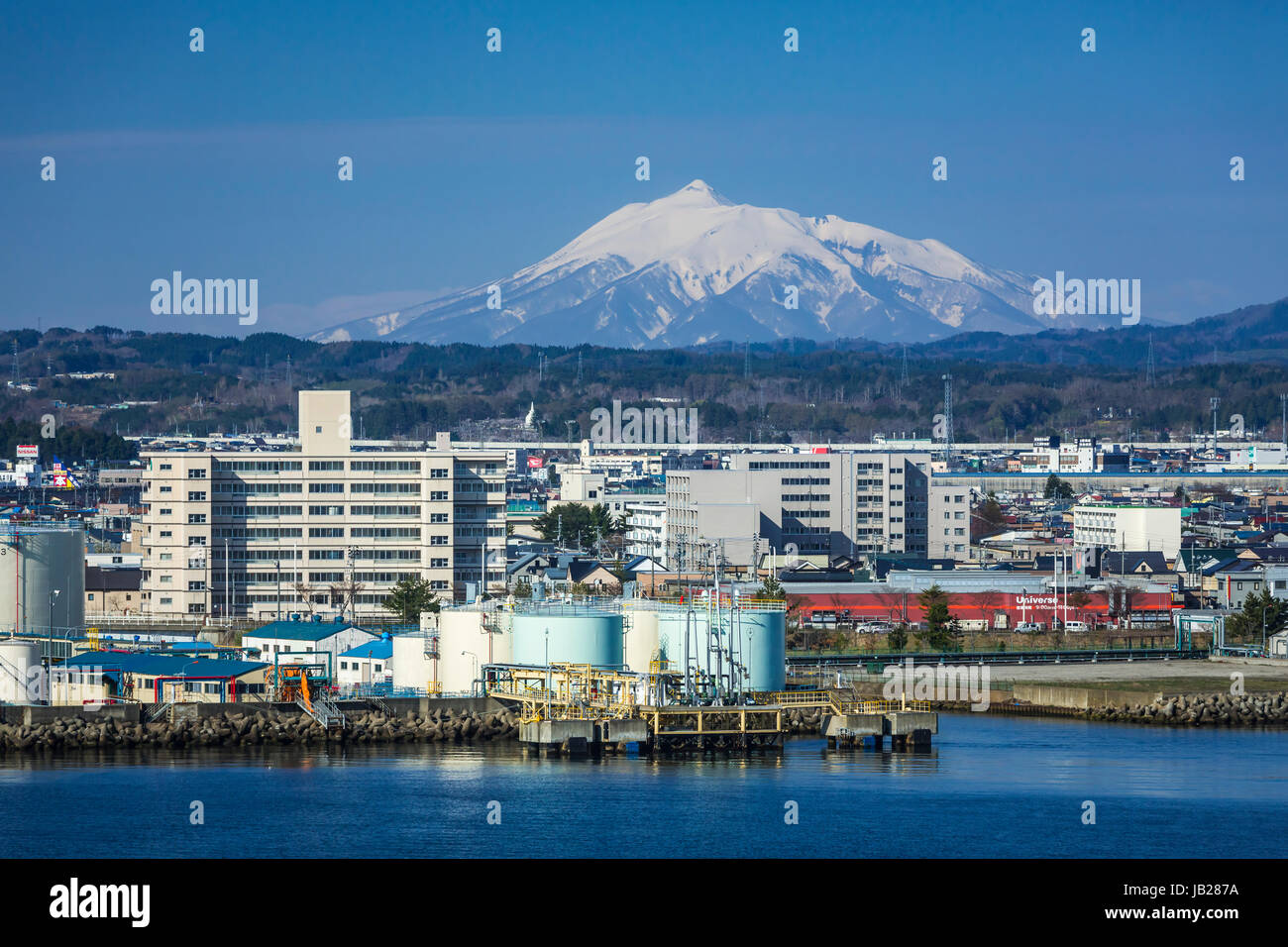 Le port de la ville d'Aomori, au nord du Japon, de la région de Tōhoku. Banque D'Images