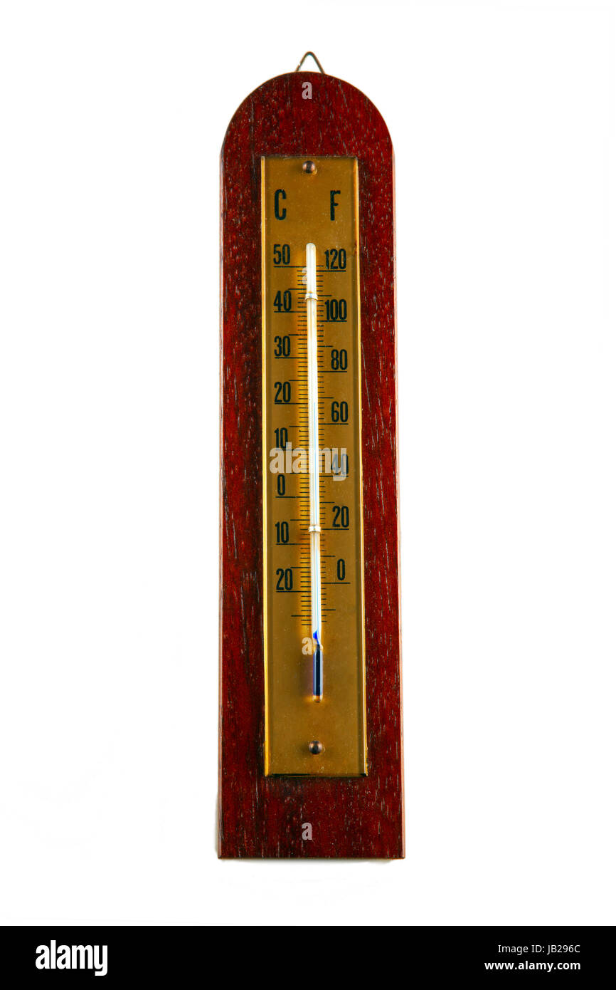 Thermomètre mural en bois isolé sur fond blanc Photo Stock - Alamy