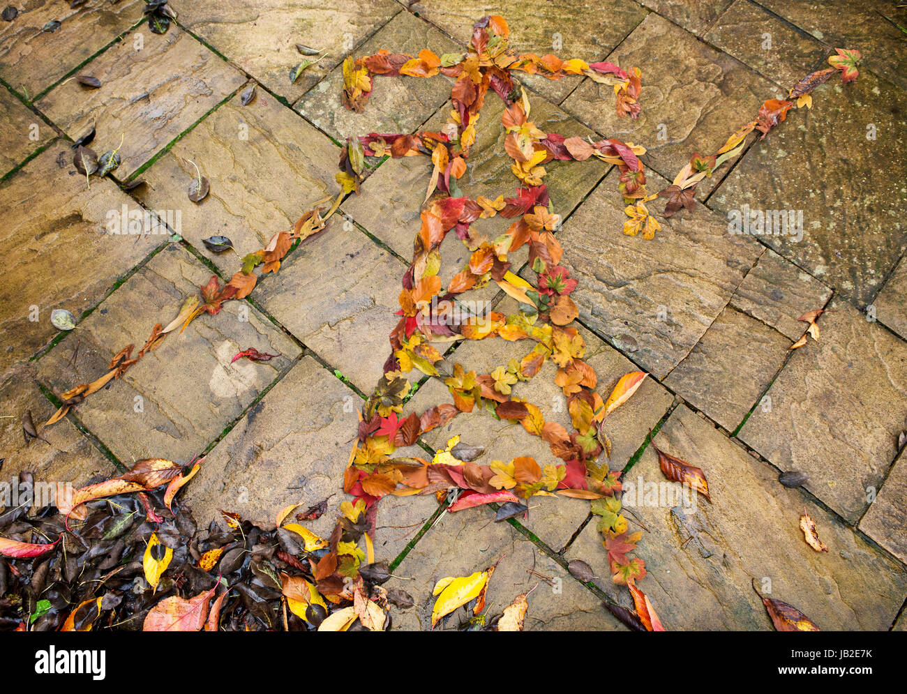 Icône de pylône électrique faite à partir de feuilles d'automne Banque D'Images