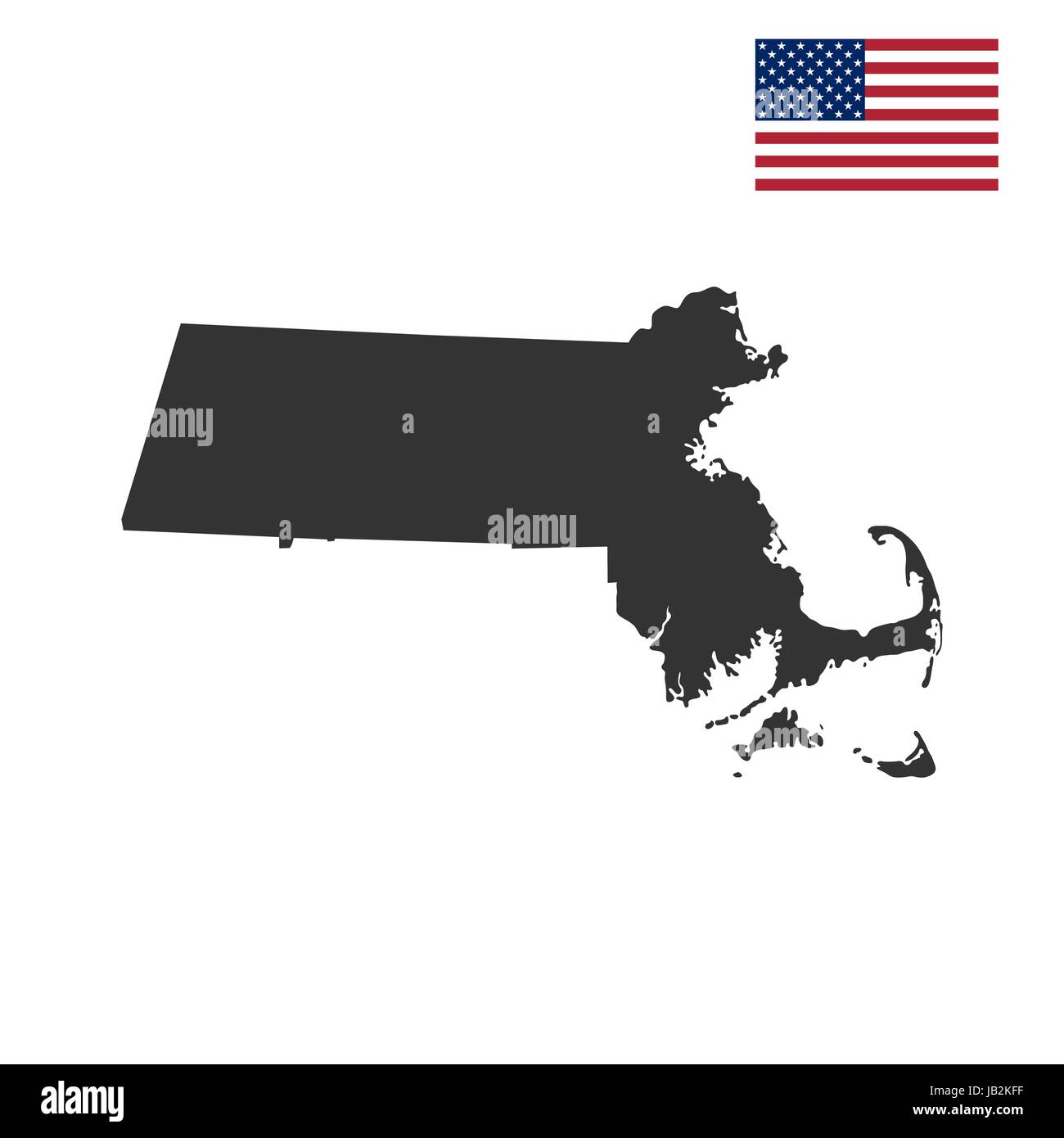 La carte de l'état américain de Massachusetts Illustration de Vecteur