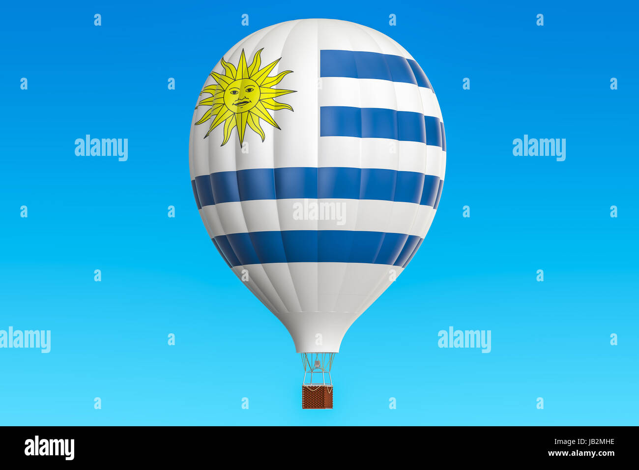 Hot Air Balloon avec drapeau Uruguay, rendu 3D Banque D'Images