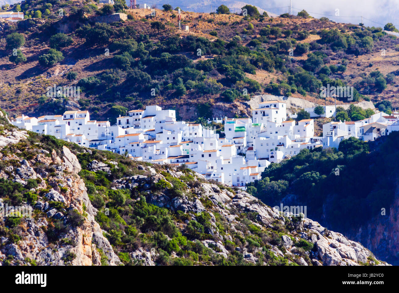 Village blanc andalou en montagne,Espagne Banque D'Images