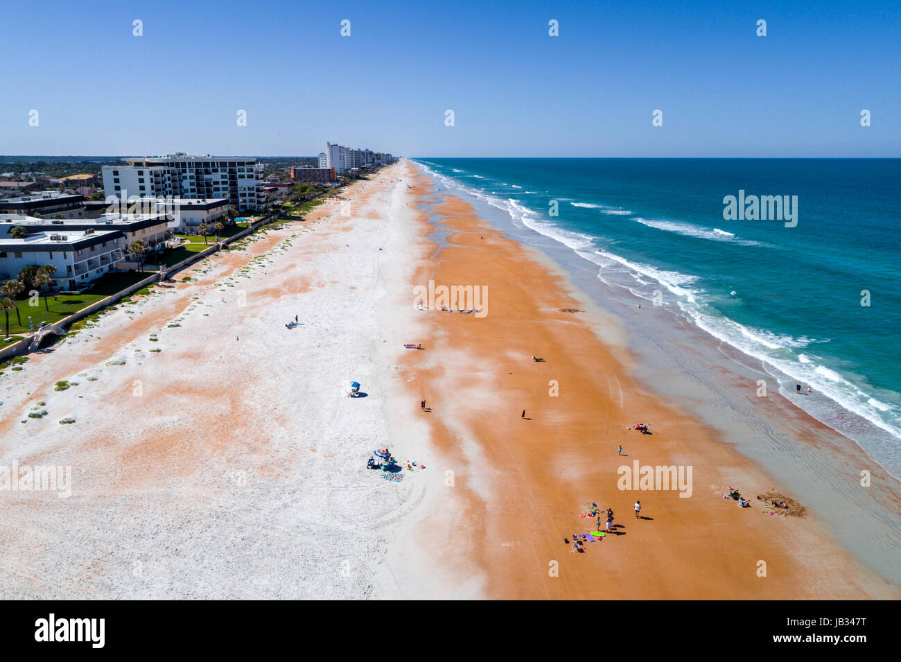 Florida Ormond Beach au bord de la mer, océan Atlantique, front de mer, vue aérienne depuis le dessus, Waves, FL170510d04 Banque D'Images