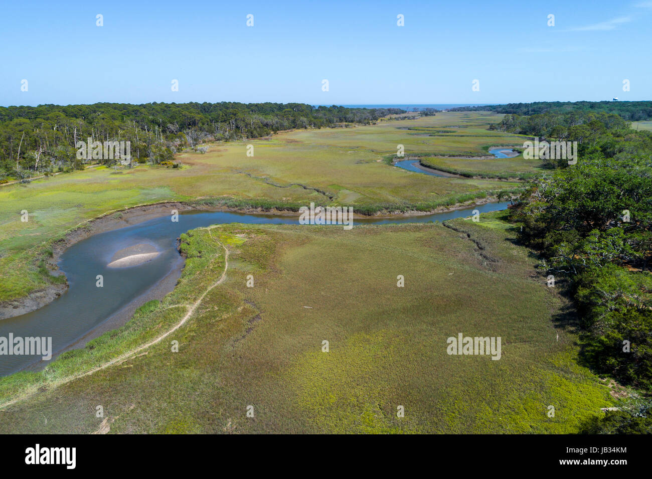 Géorgie, Parc national de Jekyll Island, Clam Creek, vue aérienne depuis le dessus, FL170510d13 Banque D'Images