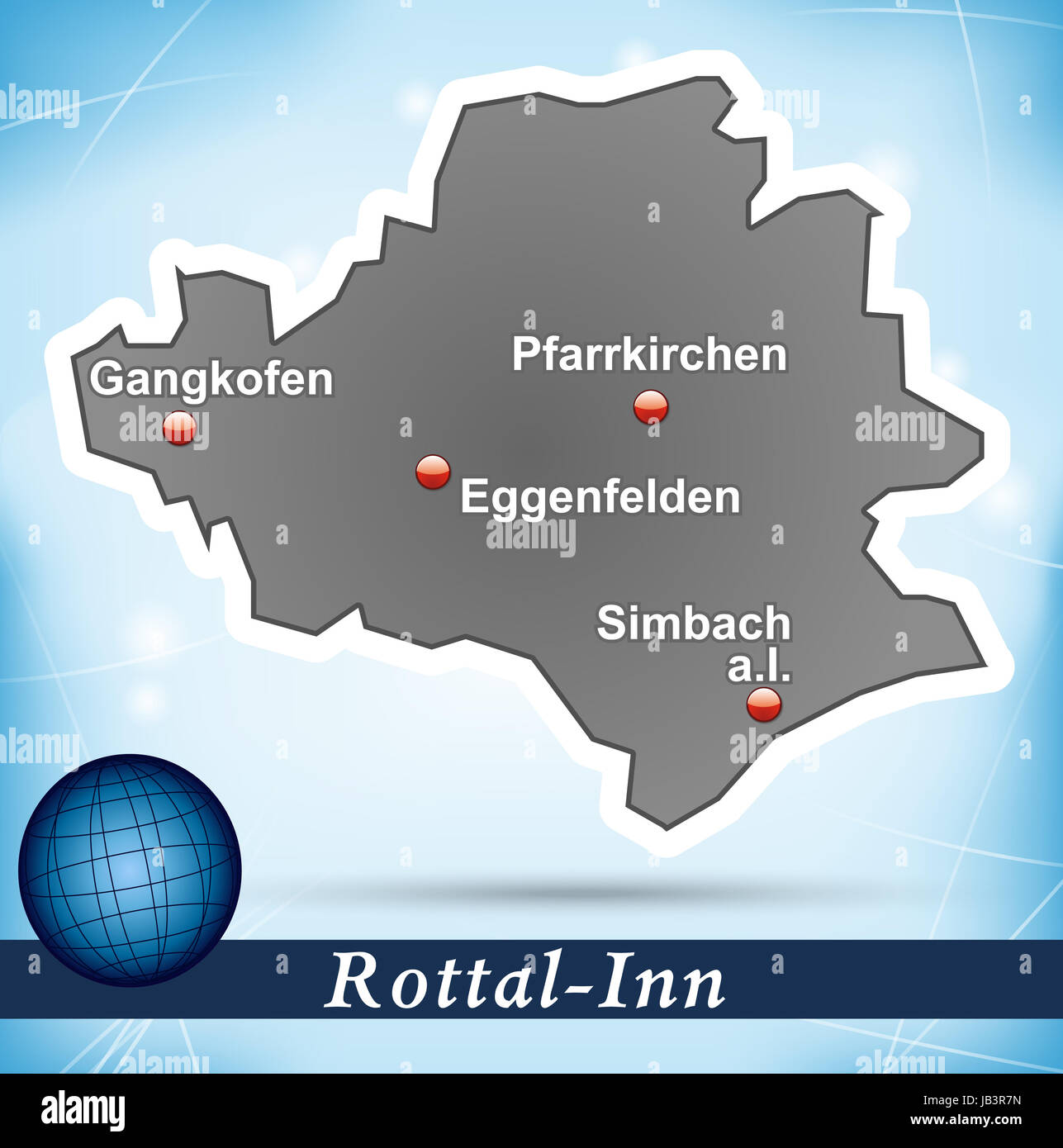 Rottal-Inn dans Inselkarte abstraktem Bayern als mit Hintergrund dans Blau. Durch die Gestaltung ansprechende fügt sich die Karte perfekt dans Ihr Vorhaben ein. Banque D'Images