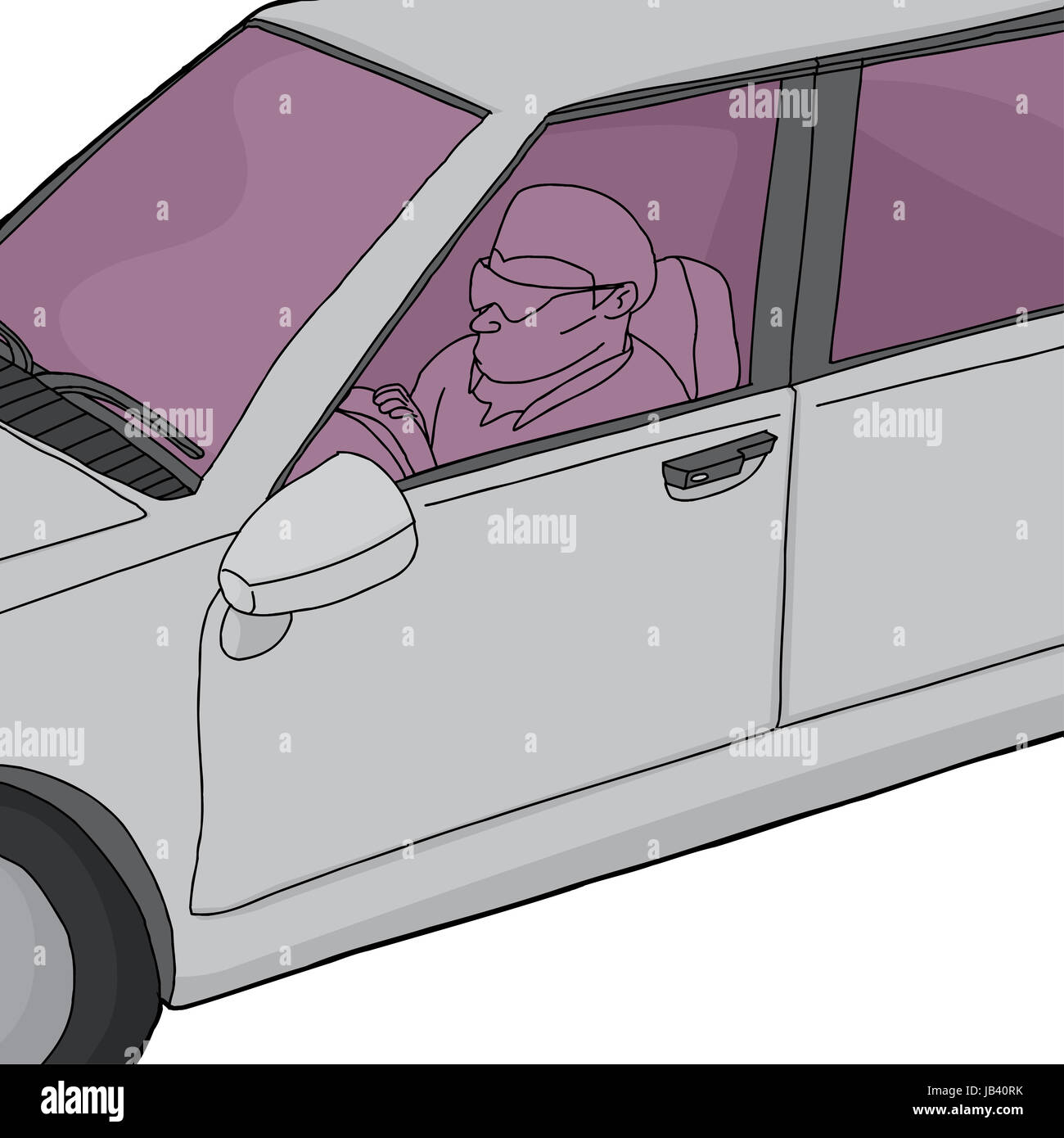 Close up of man driving car aux vitres teintées Banque D'Images