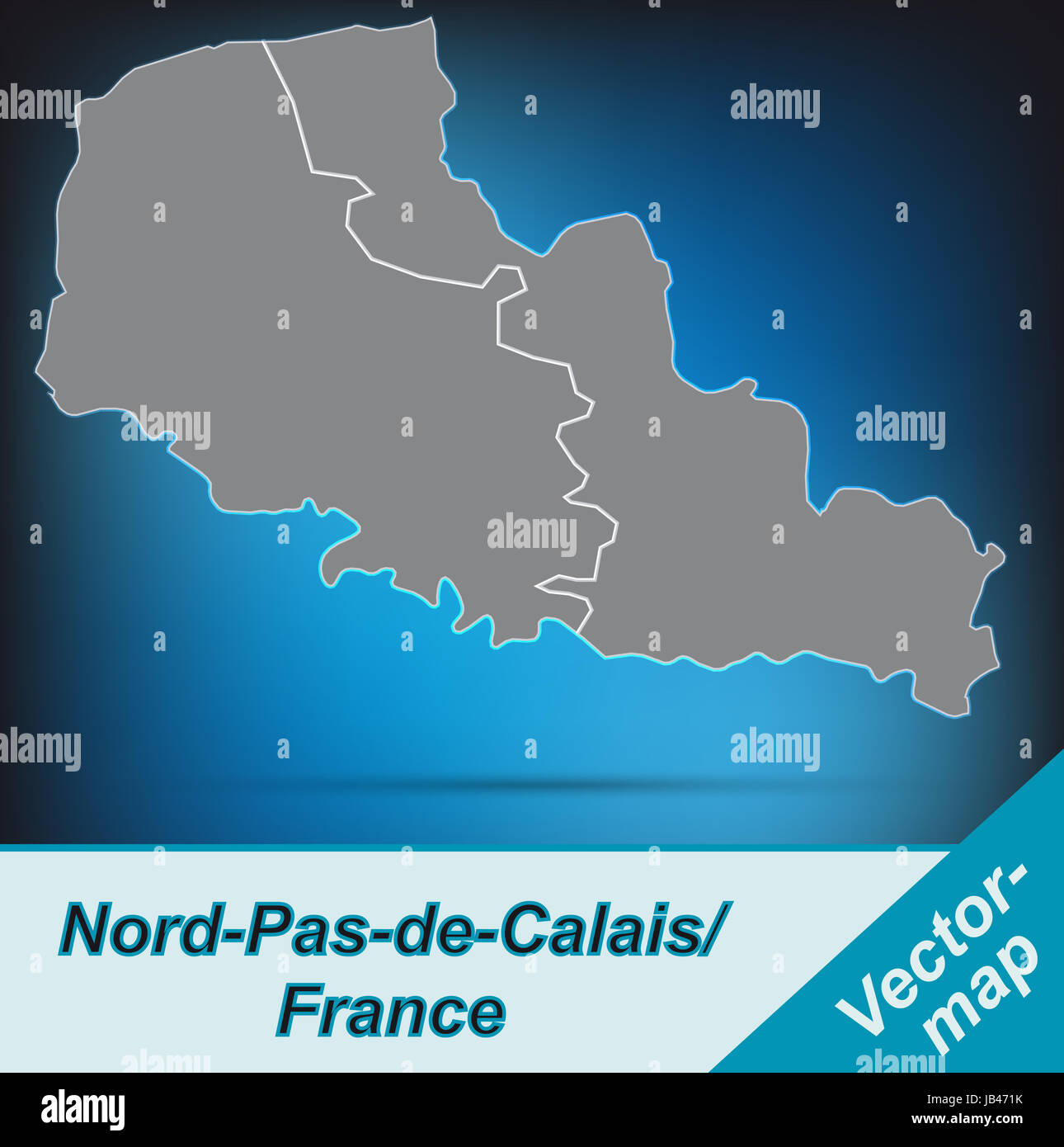 Le Nord-Pas-de-Calais dans Grenzkarte mit Frankreich als Grenzen durch die Gestaltung ansprechende fügt sich die Karte perfekt dans Ihr Vorhaben ein. Banque D'Images