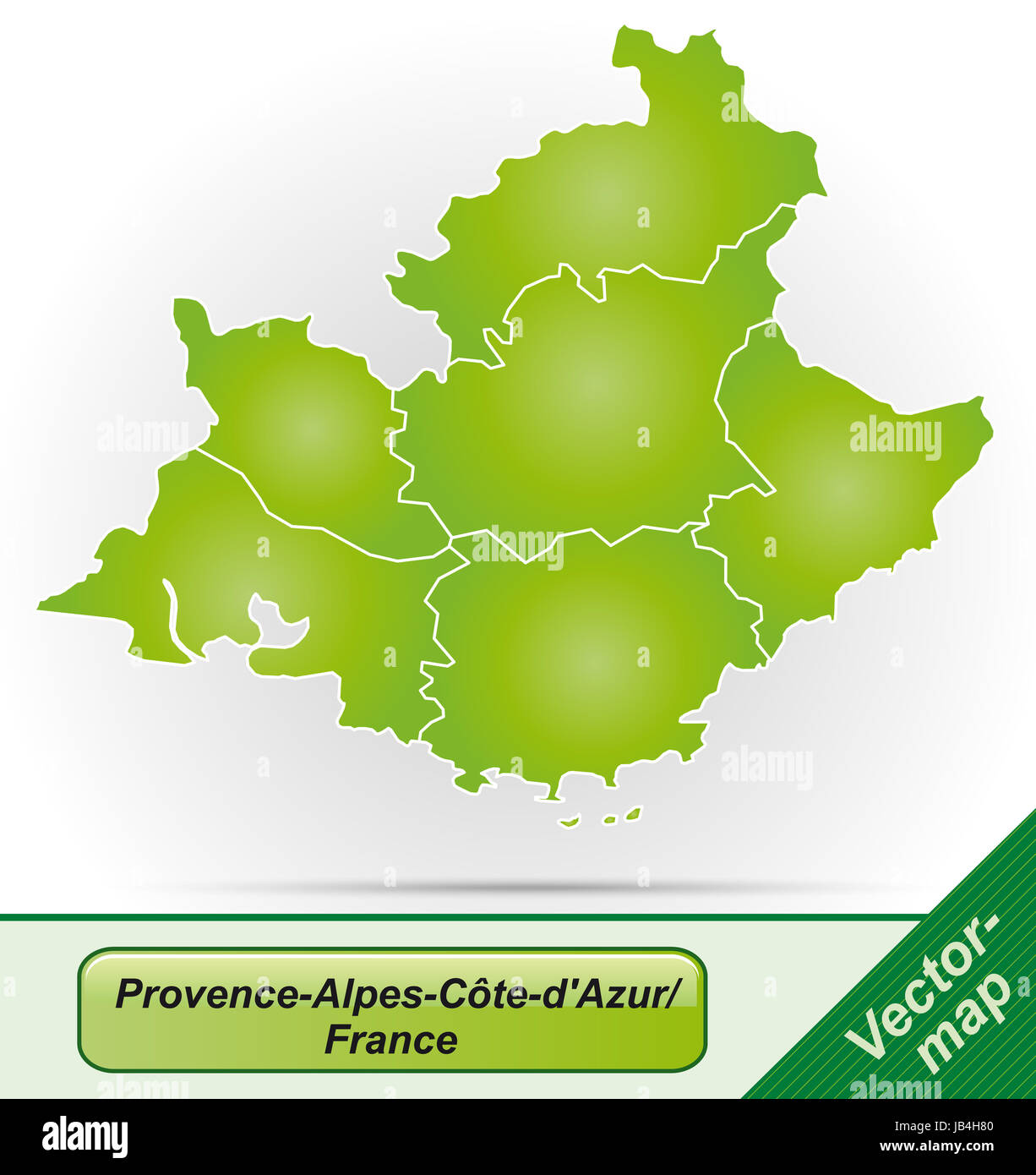 Provence-Alpes-Côte d'Azur en Frankreich als Grenzen en Grenzkarte mit Grün. Durch die Gestaltung ansprechende fügt sich die Karte perfekt dans Ihr Vorhaben ein. Banque D'Images