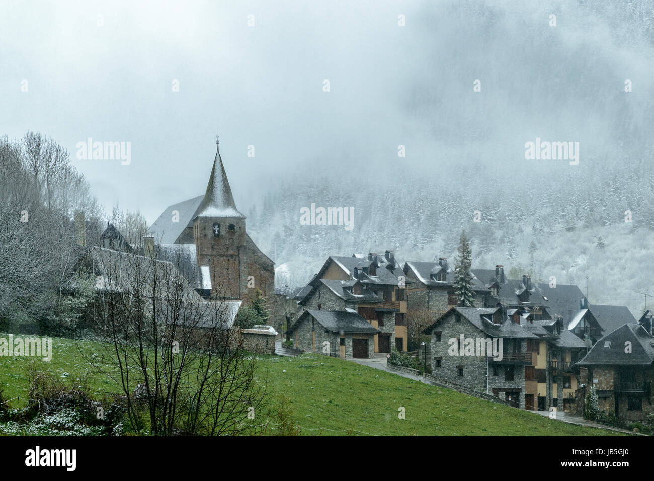 Église de Tredos, d'Aran, Pyrénées Catalanes, Espagne Banque D'Images
