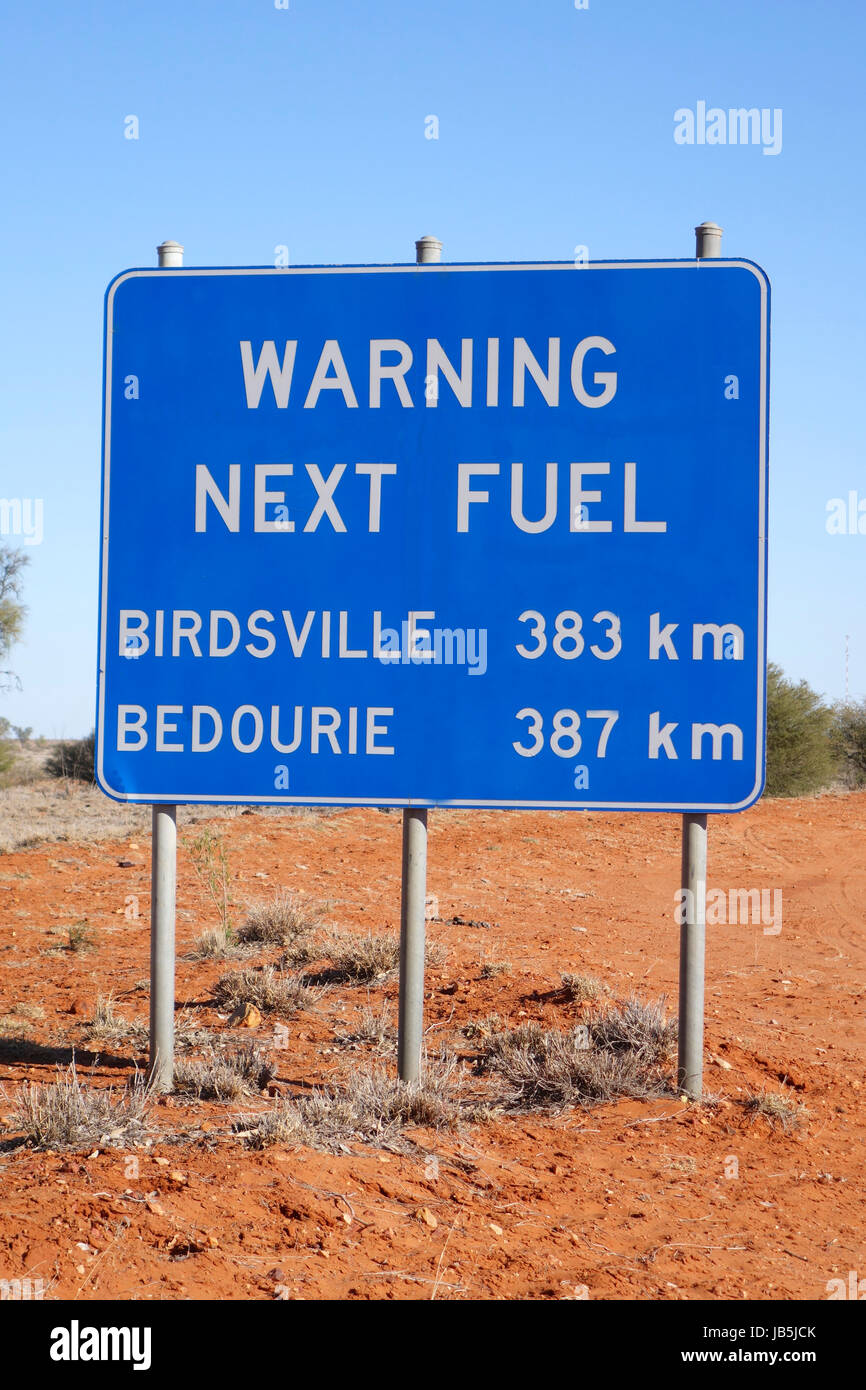 Panneaux d'avertissement de l'arrière-pays australien. Banque D'Images