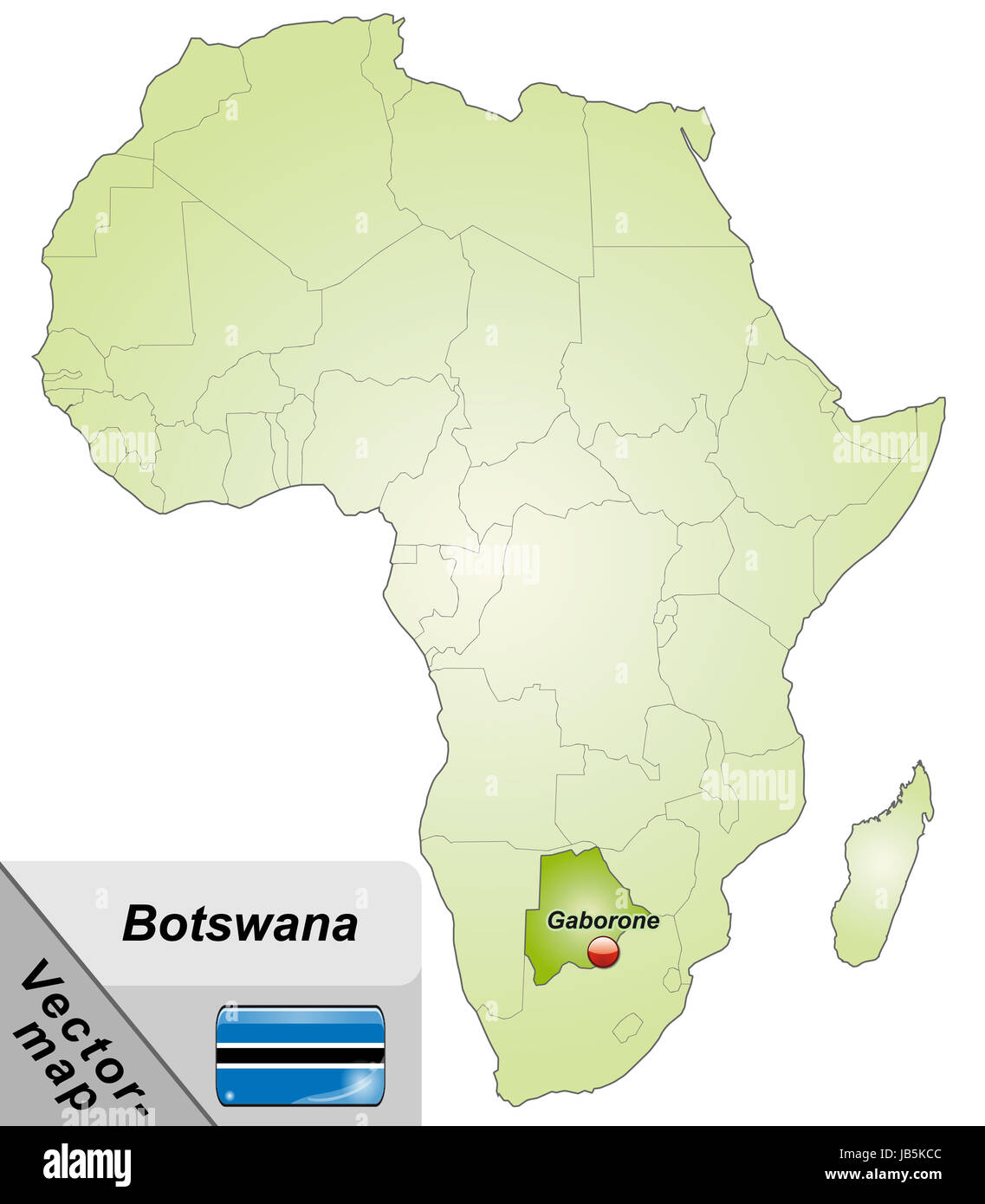 Le Botswana en Inselkarte Afrika als dans Grün. Durch die Gestaltung ansprechende fügt sich die Karte perfekt dans Ihr Vorhaben ein. Banque D'Images