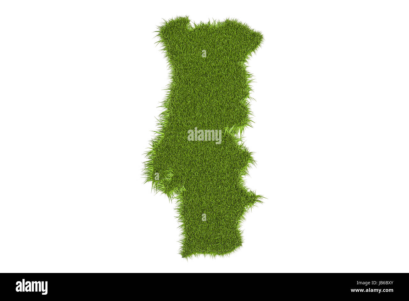 Carte du Portugal à partir de l'herbe bien verte, rendu 3D isolé sur fond blanc Banque D'Images