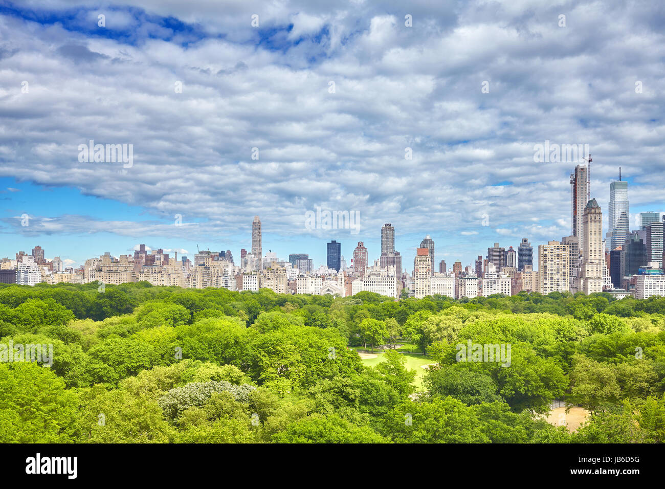 Central Park et l'Upper East Side de Manhattan, New York City, USA. Banque D'Images