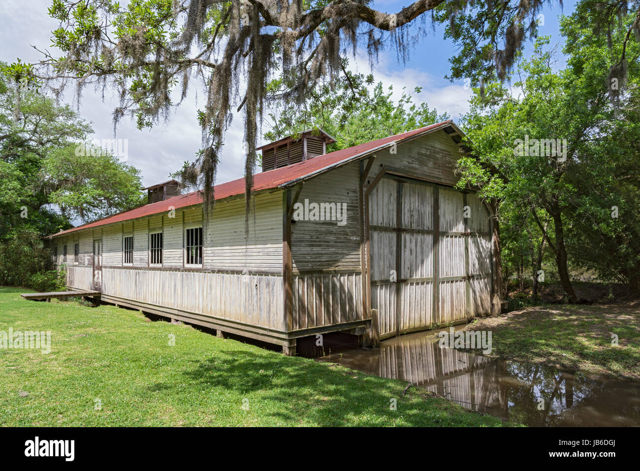 Louisiane, Avery Island, Jungle Gardens, Boat House, construit par E.A. McIlhenny pour son ami Charles Willis Ward qui a voyagé aux États-Unis côtières Banque D'Images
