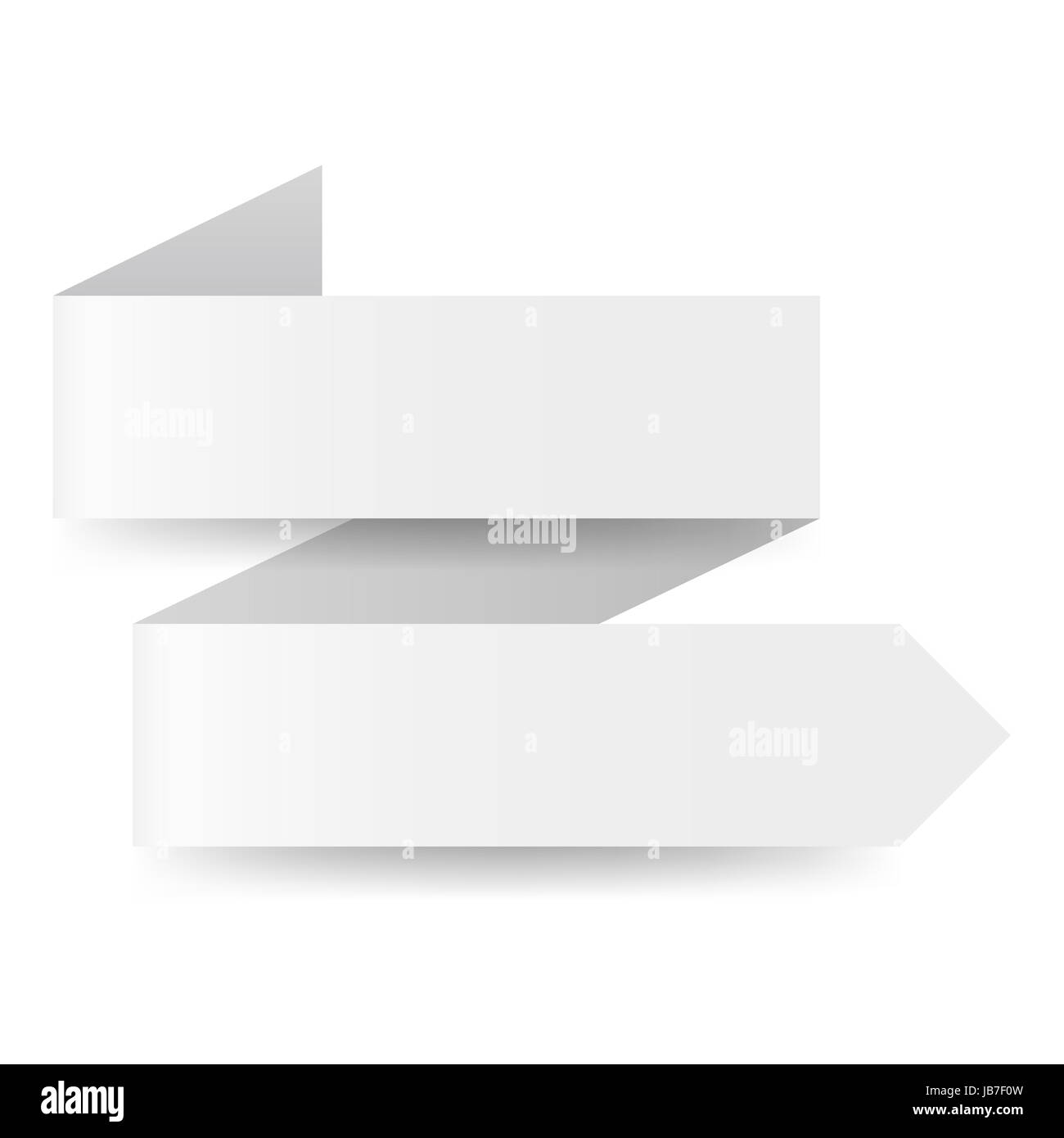 Deux étapes en zigzag blanc Flèche de papier sur fond blanc Banque D'Images