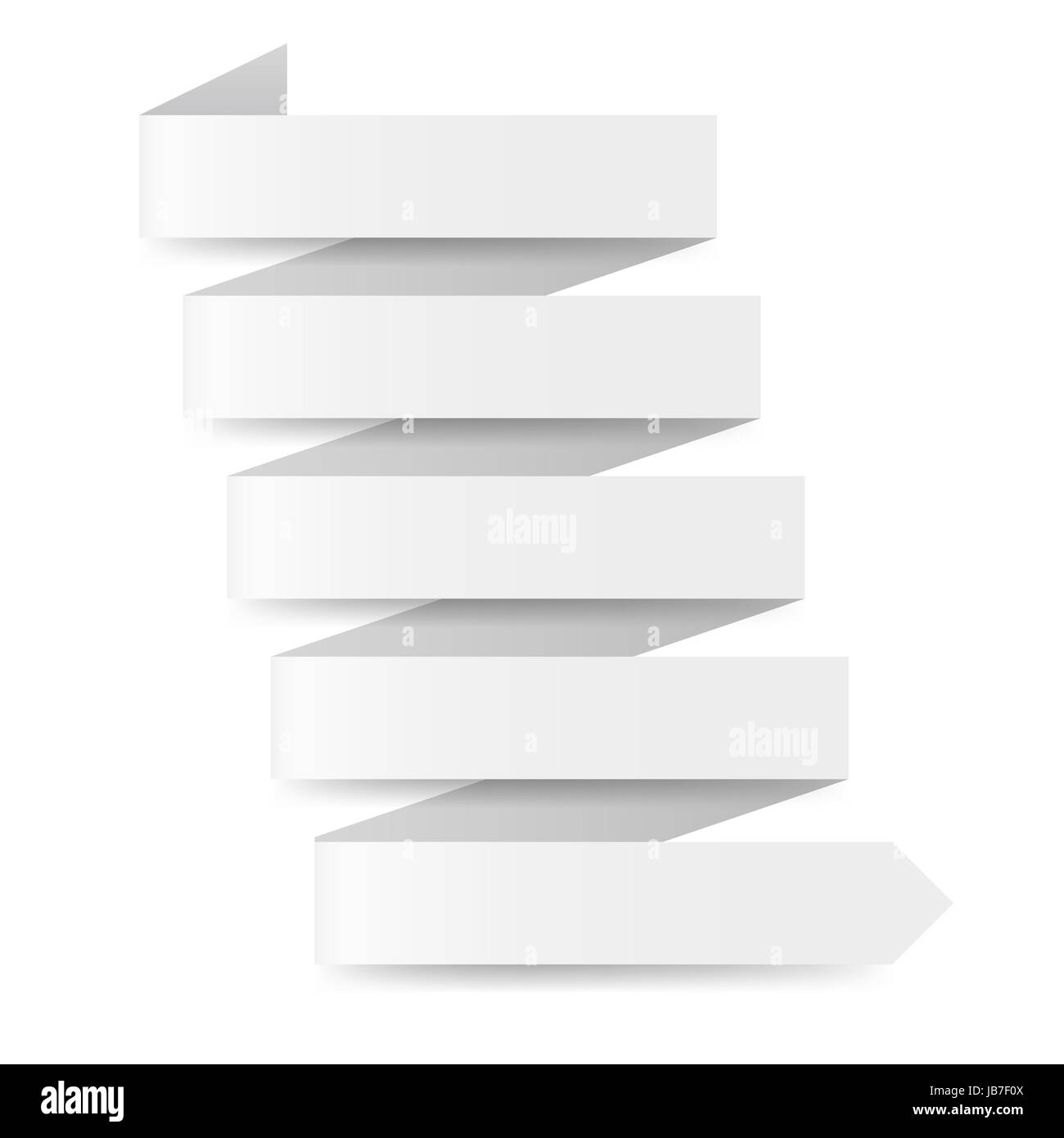 Flèche blanche du papier en zigzag sur fond blanc Banque D'Images