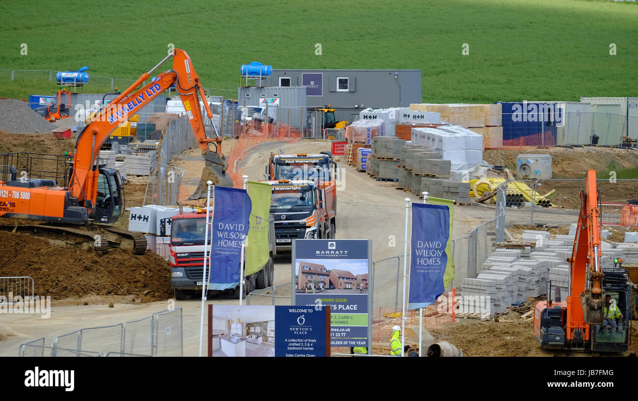 Construction maison site, Grantham, Lincolnshire, Angleterre, RU Banque D'Images