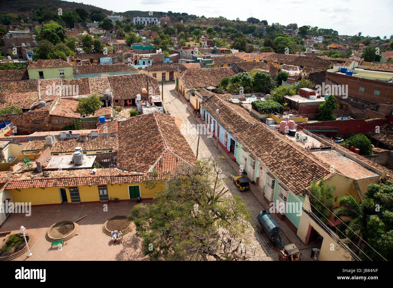 Les toits et les rues de Trinidad vu de dessus la province de Sancti Spiritus Cuba Banque D'Images