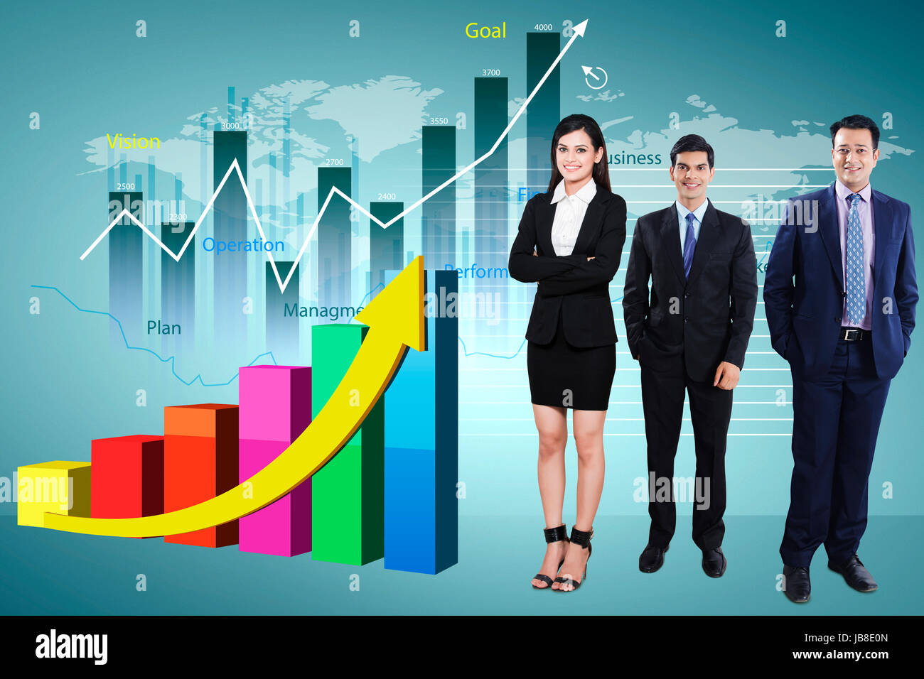 3 Les gens d'affaires collègue illustration graphique du marché stock permanent photo numérique Banque D'Images