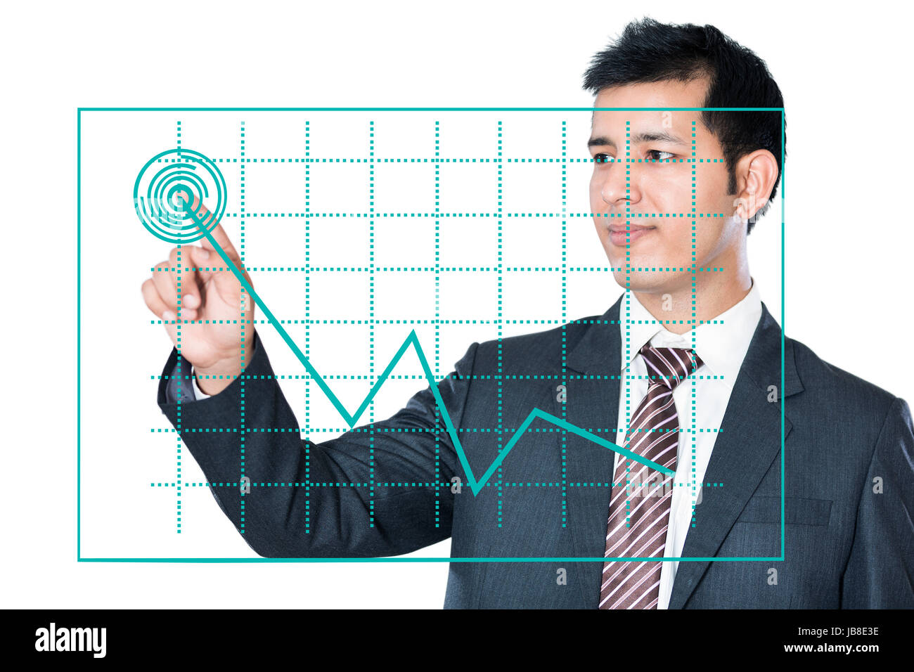 1 l'homme d'affaires de toucher l'écran numérique graphique stock market Banque D'Images
