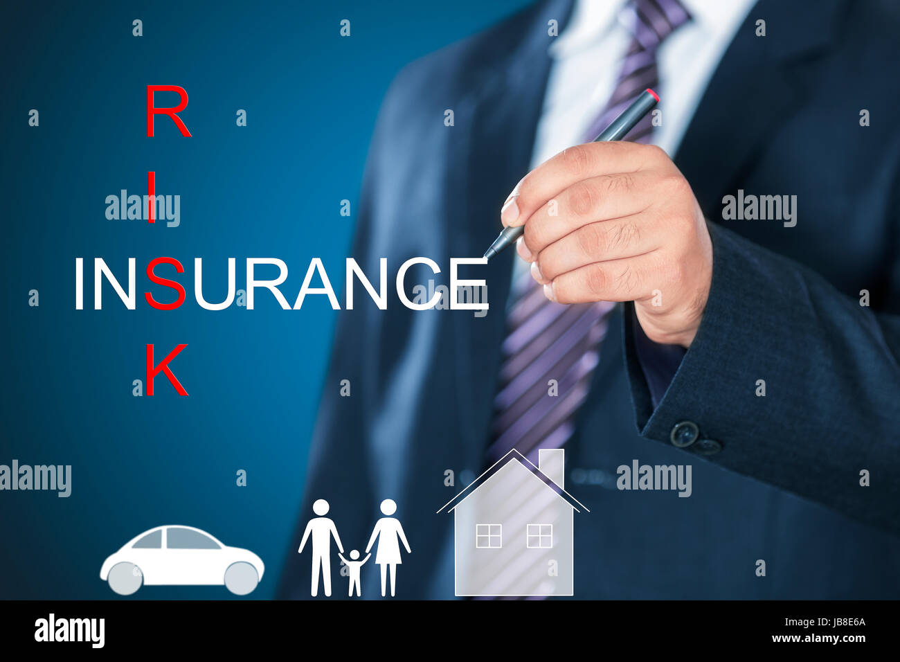 1 L'écriture numérique d'affaires assurance immobilier voiture Banque D'Images