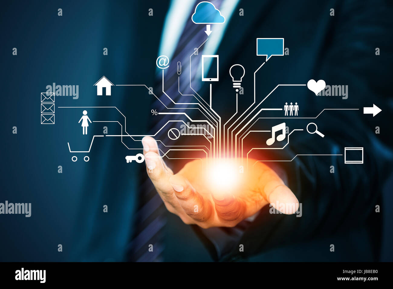 1 L'écran virtuel d'affaires choix icônes mains variation Banque D'Images