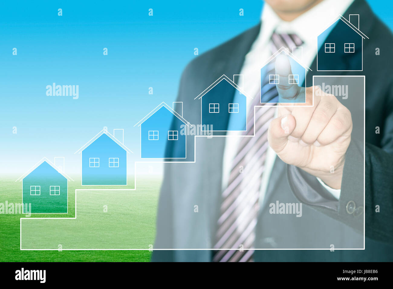 1 écran numérique d'affaires touchant l'immobilier Banque D'Images