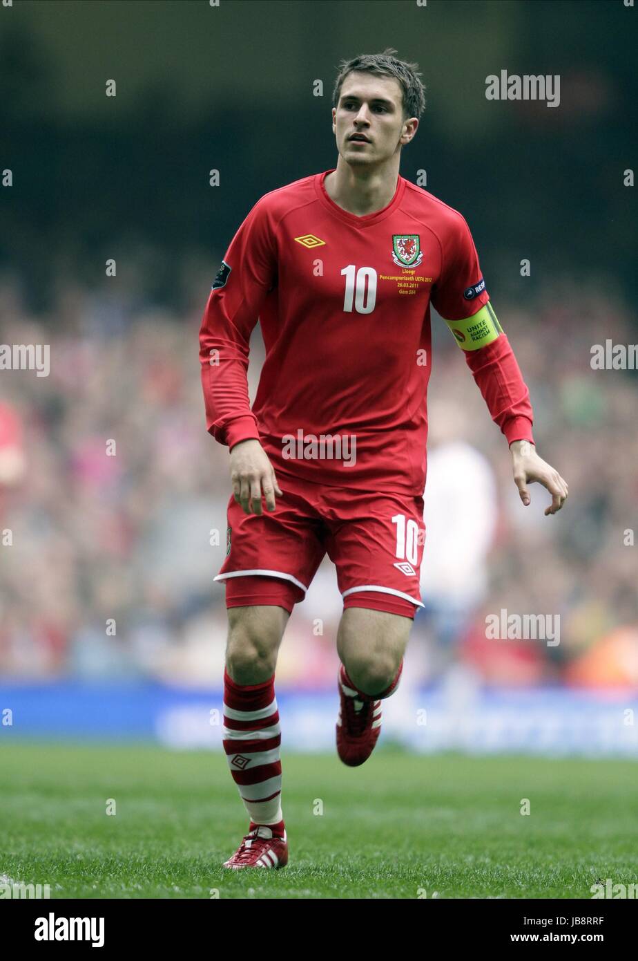 AARON RAMSEY Wales Wales & ARSENAL FC Arsenal FC MILLENIUM STADIUM Cardiff au Pays de Galles 26 Mars 2011 Banque D'Images