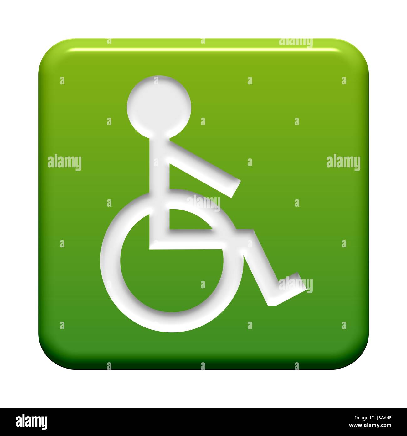 Vert bouton symbole du fauteuil roulant : Banque D'Images