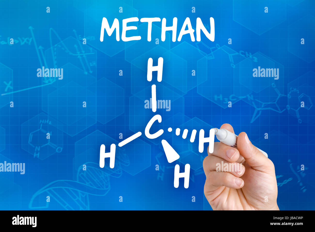 Part zeichnet chemische Strukturformel von Méthane Banque D'Images