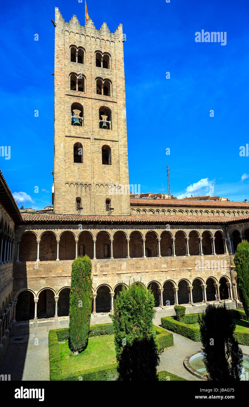 Monastère de Santa Maria de Ripoll, en Catalogne, Espagne. Fondée en 879, est considéré comme le berceau de la nation catalane. Banque D'Images