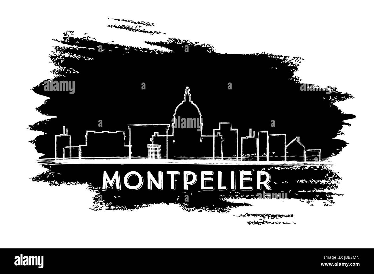 Montpelier skyline silhouette. part croquis. vector illustration. Les voyages d'affaires et tourisme concept avec l'architecture moderne. Illustration de Vecteur