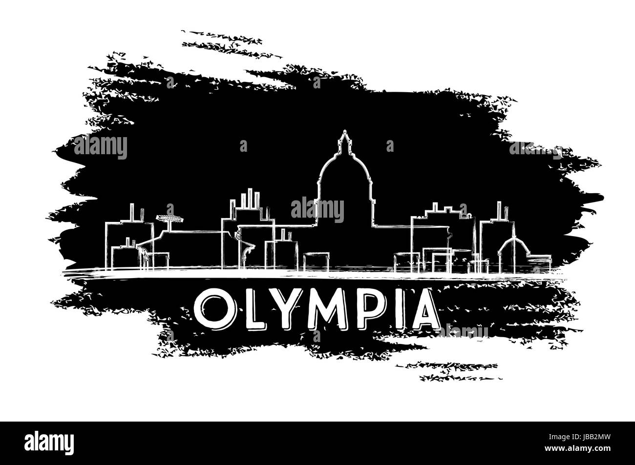 Olympia skyline silhouette. part croquis. vector illustration. Les voyages d'affaires et tourisme concept avec l'architecture moderne. Illustration de Vecteur