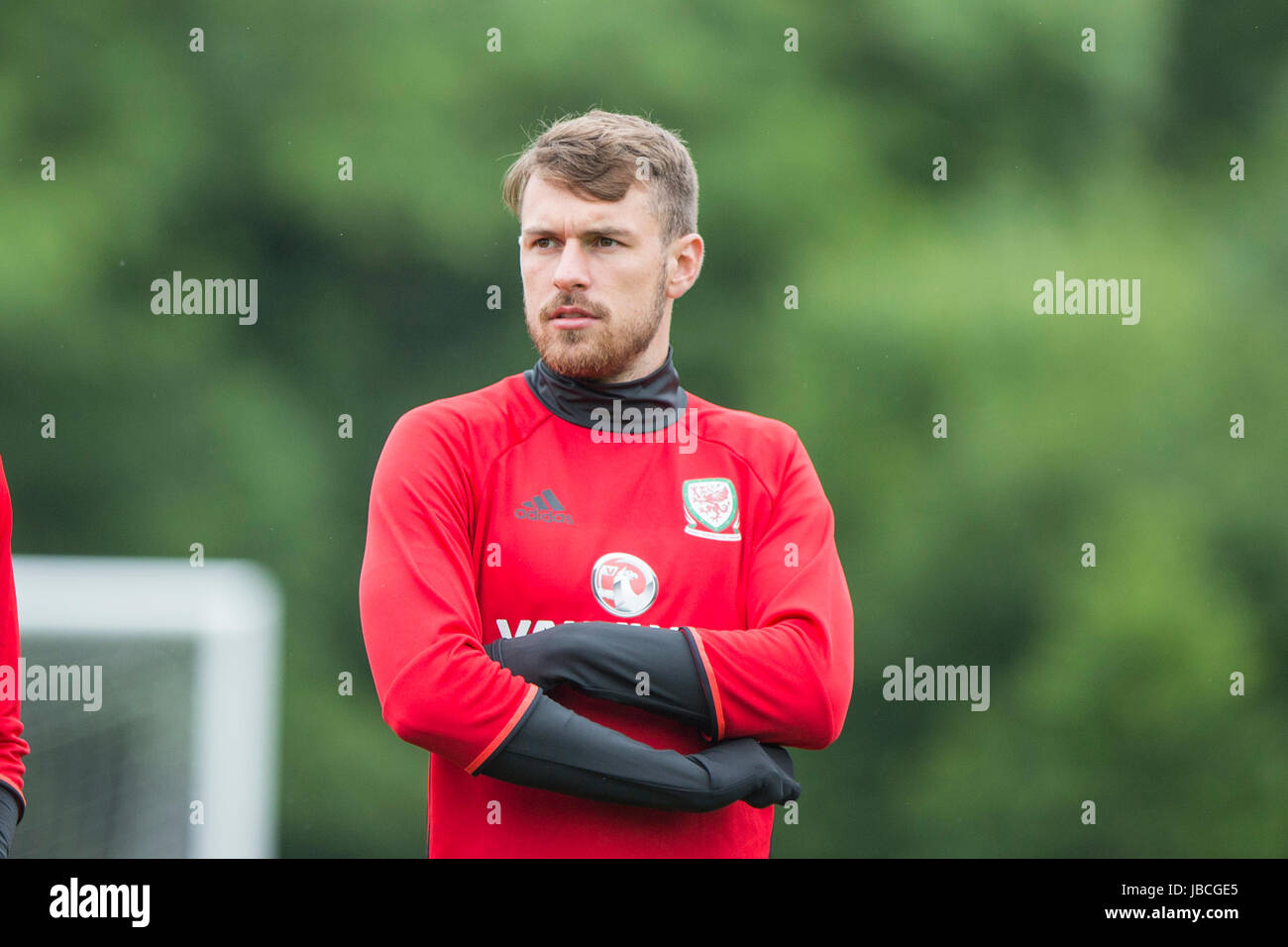 Hensol, Pays de Galles, Royaume-Uni. 10 Juin, 2017. Aaron Ramsey pendant l'entraînement de l'équipe nationale du Pays de Galles de l'avant de la Coupe du Monde de la FIFA, du côté de qualification 2018 match contre la Serbie. Photo par : Mark Hawkins/Alamy Live News Banque D'Images