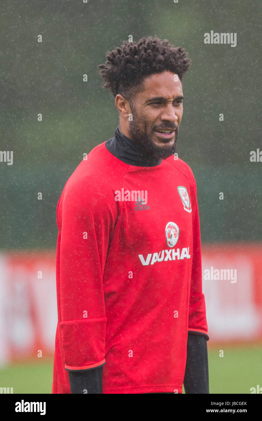 Hensol, Pays de Galles, Royaume-Uni. 10 Juin, 2017. Ashley Williams au cours de formation de l'équipe nationale du Pays de Galles de l'avant de la Coupe du Monde de la FIFA, du côté de qualification 2018 match contre la Serbie. Photo par : Mark Hawkins/Alamy Live News Banque D'Images