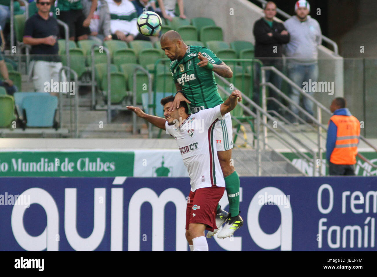 SÃO PAULO, SP - 10.06.2017 : PALMEIRAS X FLUMINENSE - Felipe Melo pendant le match entre Palmeiras et Fluminense tenue à Allianz Parque à São Paulo (SP). La comparaison n'est valable que pour le 6e tour du championnat brésilien de 2017. (Photo : Ricardo Moreira/Fotoarena) Banque D'Images